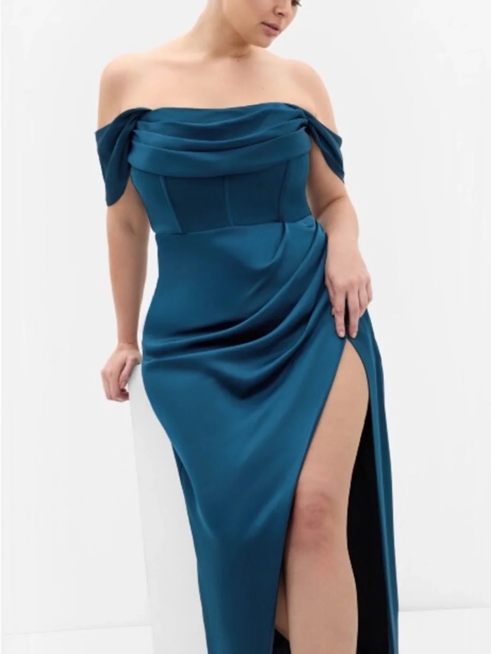 City Chic Forbidden Love Maxi Dress Plus Size 20 Off Shoulder Poseidon Blue